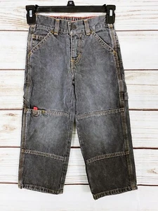Mossimo Jungen Denim Cargo Jeans Größe 4 grau lässig gerades Bein hinten elastisch - Bild 1 von 10
