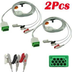 2Pcs ECG CABLES/LEADWIRES ECG AHA Leadwire Pinch/Clip  Apply to GE Dash2000/3000 - Picture 1 of 11