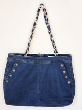 Esprit Denim Tote Bag Handbag, Cotton Lined Paisley with Large Pockets, Handmade