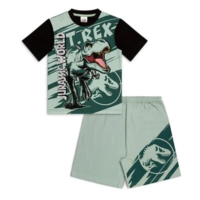 Jurassic World Boys Pyjama Set - T-Rex Print Cotton Pjs - Dinosaur Sleepwear