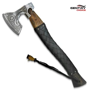 Handmade Carbon Steel Viking Bearded Axe Hatchet with Ashwood Handle with Sheath - Picture 1 of 8