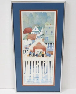 Original 1983 Rie Munoz Signed Lithograph Print "Waiting for the Ferry” 358/750 - Picture 1 of 7