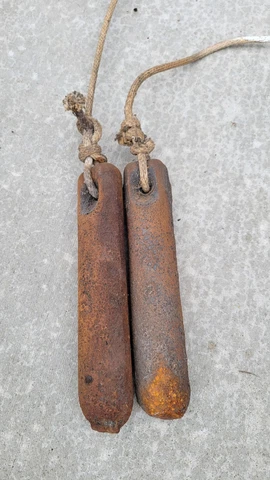 2 Antique Vintage Cast Iron Window Sash Weights Cover