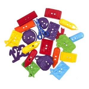 Novelty Buttons School 2 hole colour size shape variety mix 20g scissors ruler - Picture 1 of 2
