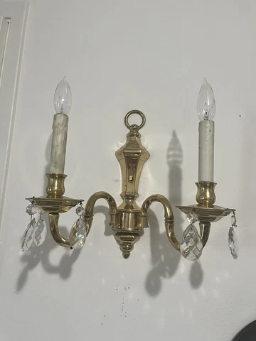 Vintage Electric Brass Georgian Style Wall Sconce Sconces Double Arm Cover