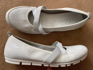 "s.Oliver" Halb-Schuhe Ballerinas hell-grau Gr 40 flach bequem überkreuz - Bild 1 von 3