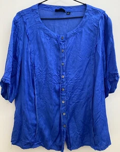 'GORDON SMITH' SHORT SLEEVE ELECTRIC BLUE BLOUSE SZ 16~EXC - Picture 1 of 7