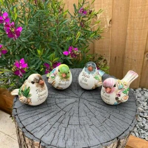 Bird Figurine Birds With Words Statue Sign Ornaments Sculpture Home Garden Decor - Bild 1 von 15