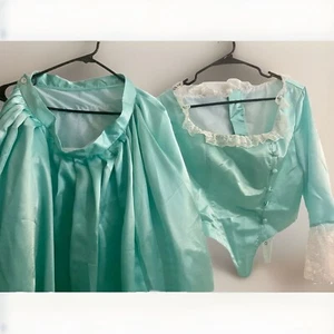 Halloween Or cosplay Medieval women. Light Green/blue. Top L&M, Skirt L 3piece - Picture 1 of 16