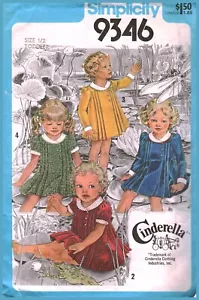 9346 Vintage Simplicity Sewing Pattern Cinderella Girls Dress Toddler 1970s 1/2 - Picture 1 of 2