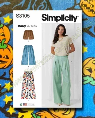 Simplicity 3105 Pleated Pants Shorts Sewing Pattern XS-XXL UNCUT S3105 - Image 1 of 4