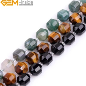 Natural Faceted Bicone Gemstone Beads Loose Beads Jewelry Making 15" 8mm 10mm - Picture 1 of 36