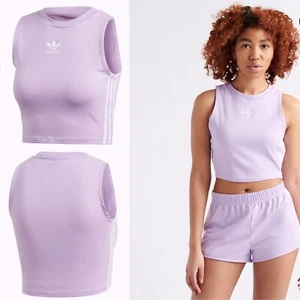 🌸Adidas Originals Trefoil Cropped Tank 🌸DX2152 Purple 🌸Size L 💯Authentic - Picture 1 of 5