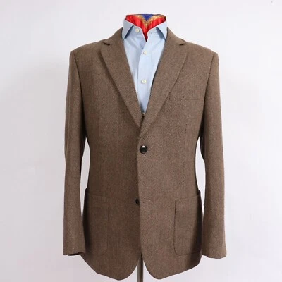 Paul Jones 42R Mens Brown Herringbone Wool Blend Blazer Sport Coat Jacket 491 - Image 1 of 4