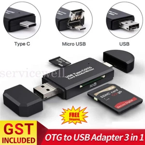 Micro SD Card Reader Adapter to USB Type C/Micro USB/USB A Converter For Macbook - Picture 1 of 12