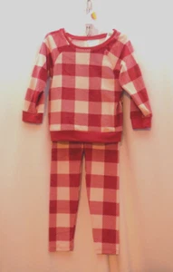 NWT Garanimals Toddler Girls 3T Velour Top and Leggings 2pc Set Outfit Red Plaid - Picture 1 of 5