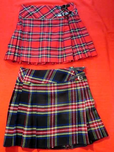 Womens Scottish Kilts ~ ROYAL STEWART & BLACK STEWART ? Size 16 & 34 / Length 20 - Picture 1 of 18