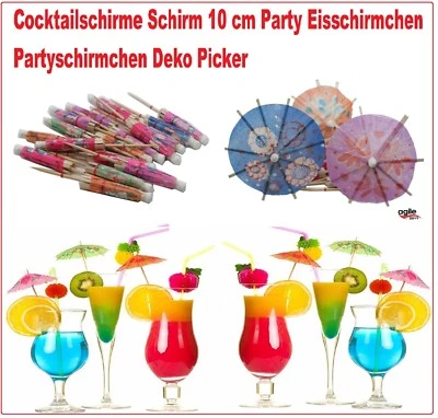 10 cm Cocktailschirme Schirm  Party Eisschirmchen Partyschirmchen Deko Picker - Bild 1 von 2