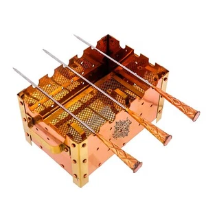 Copper Barbecue with 3 Skewer Used for Grilling Chicken Paneer Tikka Home Garden - Picture 1 of 4