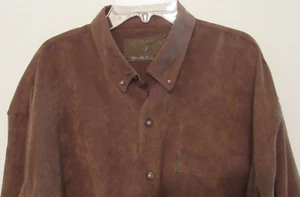 North River Microsuede Button Down Shirt Men's Size Large Brown Long Sleeve - Foto 1 di 7