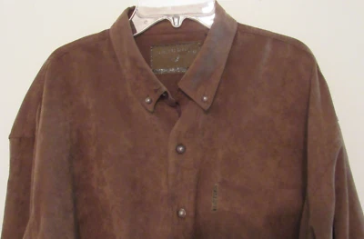 Camisa North River Microgamuza Abotonada Para Hombre Talla Grande Marrón Manga Larga Foto 1 de 4