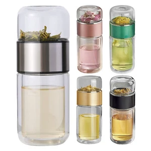 Tea Infuser Bottle Double-layer Insulation Tea Tumbler Mug for Home Traveling - Picture 1 of 26