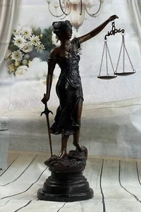 Scultura Nouveau senza prezzo di riserva" BRONZO CIECO GIUSTIZIA LAW MARMO NUDO alta 32 - Foto 1 di 7