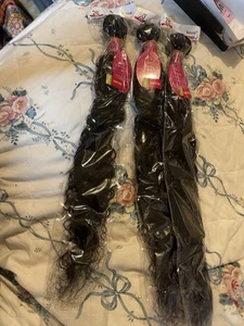 Weft Extensions 100% Unprocessed Virgin HumanHair b30”28”26”Black BrazilianWater - Picture 1 of 5