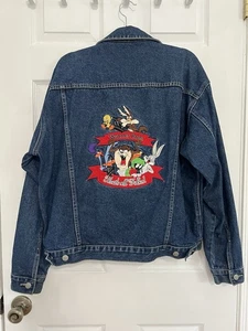 Warner Bros Studio Vintage Y2K Looney Toons Embroidered Denim Jacket W (M)*M (S) - Picture 1 of 16