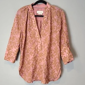 Anthropologie pink embroidered top Boho Comfy Flowy Lightweight Size Small - Picture 1 of 7