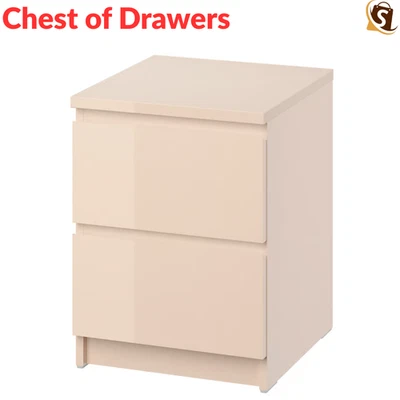 IKEA MALM Chest of 2 Drawers Bedside Table Cabinet Storage Bedroom Furniture - Image 1 of 4