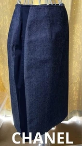 CHANEL IDENTIFICATION denim skirt 40 F/S from Japan - Picture 1 of 7