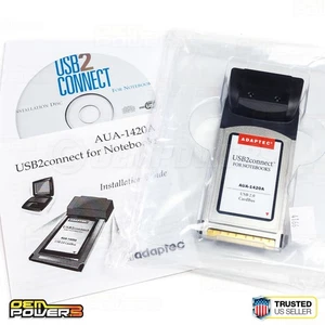 Adaptec AUA-1420 2-Port USB 2.0 CardBus Adapter Laptop Notebook PC Card NEW - Picture 1 of 5