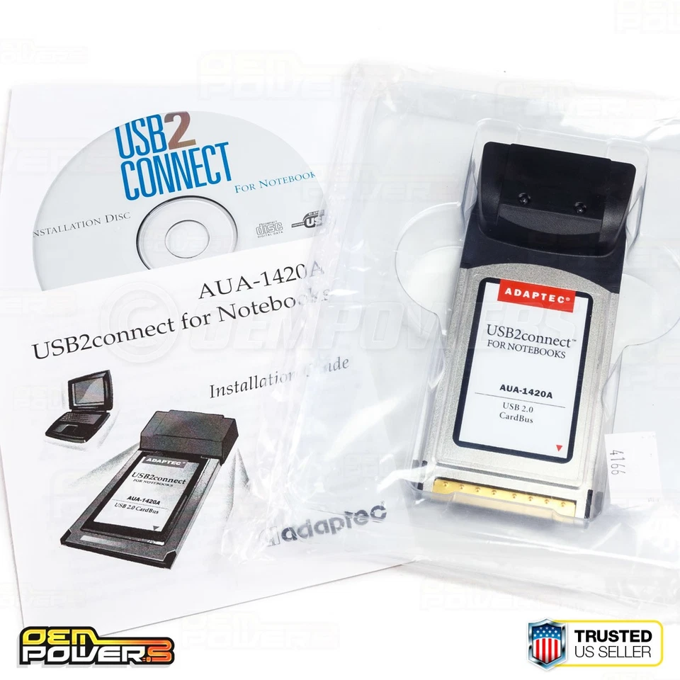 Adaptec AUA-1420 2-Port USB 2.0 CardBus Adapter Laptop Notebook PC Card NEW - Image 1 of 4