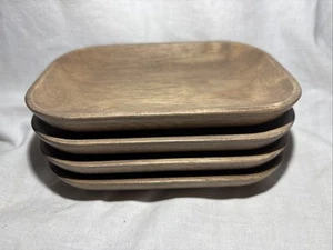 Rubber Wood Soap Dish Brown - 100% Wood, With Rubber Feet, Set Of 4 - Picture 1 of 5