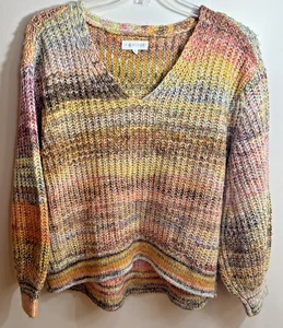 Lou & Grey for loft ombre colorful knit sweater NWoT Large Cozy Can Layer Easily - Picture 1 of 11