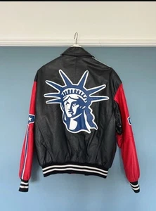 Michael Hoban Vintage Leather Bomber Jacket Statue Of Liberty XL - Picture 1 of 6