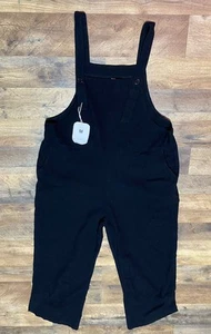 Womens Unbranded Size M Black Canvas Jumpsuit Pockets 22” Inseam - Picture 1 of 7