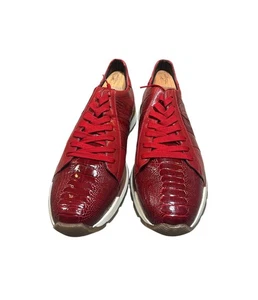 Sneakers Belvedere in pelle di struzzo rosso da uomo taglia 13 scarpe di lusso esotiche come nuove! - Foto 1 di 21