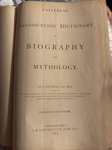 1883 Universal Pronouncing Dictionary of Biography and Mythology RARE COMPLETE - Bild 1 von 23