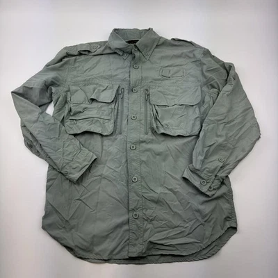 Cabela's Guidewear Shirt Mens Small Sage Green Vented Fishing Nylon Zip Pockets - Image 1 of 4