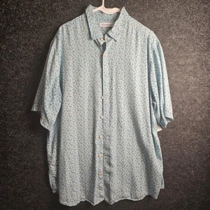 Caribbean Hawaiian Palm Tree Print Green Button Down Short Sleeve Shirt XLT - Bild 1 von 6