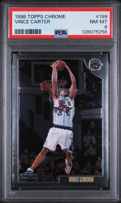 1998 TOPPS CHROME #199 VINCE CARTER ROOKIE RC PSA 8 - Image 1 of 2