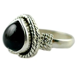 Schwarzer Onyx 925 Sterlingsilber handgefertigter Ring (US-BON-011) - Bild 1 von 5