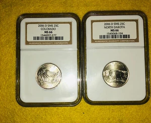2006 D Colorado And North Dakota Quarter MS 66 2 Piece Set. - Picture 1 of 2