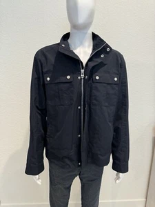 Cole Haan Trucker Jacket Large Full Zip Navy EUC Canvas Spring Rain $250 MSRP - Picture 1 of 19