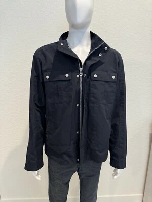 Куртка дальнобойщика Cole Haan большая на молнии темно-синяя б/у в отличном состоянии холщовая весенний дождь 250 долл. США рекомендуемая розничная цена производителя - Изображение 1 из 4