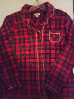 Women's One-Piece Pajama Set Red Green PLAID Top L/G 12-14 by SECRET TREASURES - Image 1 of 3
