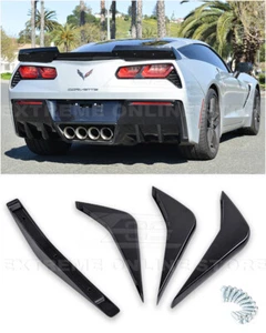 EOS For 14-19 Corvette C7 Painted Black Rear Bumper Air Diffuser Fin Body Kit - Picture 1 of 12