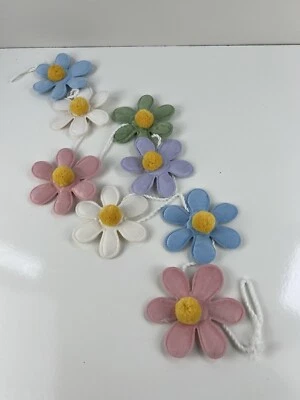 Guirnalda de flores de tela de felpa pancarta guardería baby shower pastel decoración de flores cuerda Foto 1 de 4